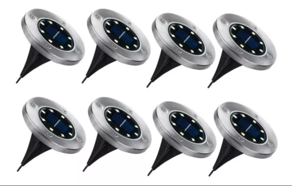 Estaca Luz Led solar jardín Modelo Disco - Pack x 8