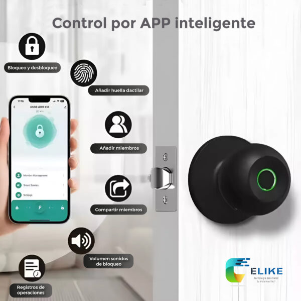 Cerradura inteligente Elike Chicago Tuya App - Imagen 2