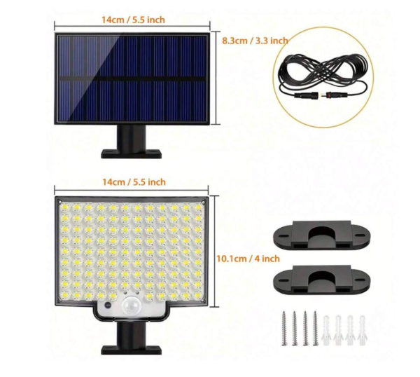 Reflector solar 106 Leds con 3 modos, control remoto y sensor movimiento - Imagen 6