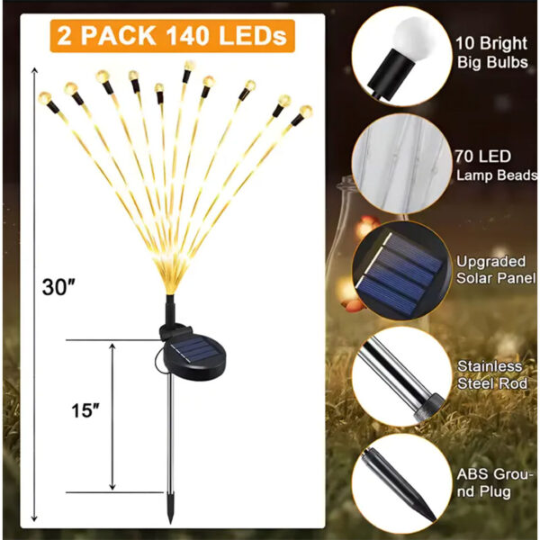 Pack x 2 Estaca Luz Solar Luciernaga danzante