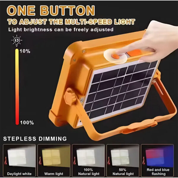 Reflector solar portatil 100W- cargador USB - 5 modos luz