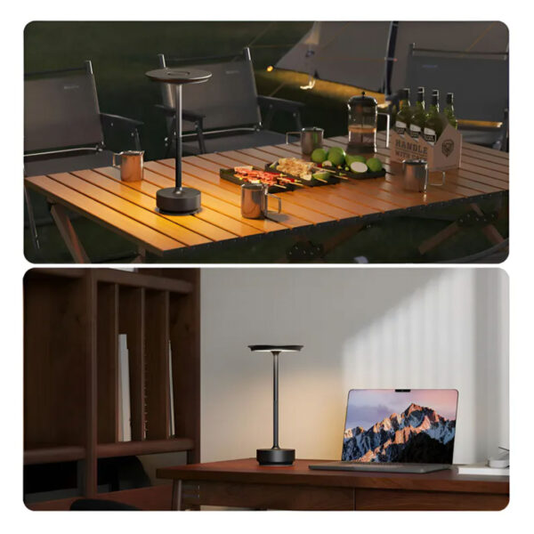 Lámpara de Mesa de Aluminio Praga - LED Regulable Táctil, con USB y Recargable