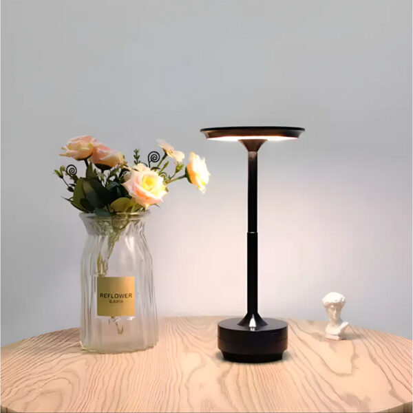 Lámpara de Mesa de Aluminio Praga - LED Regulable Táctil, con USB y Recargable