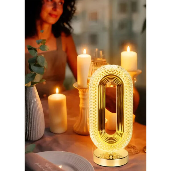 Lámpara de Mesa - Velador LED–Simil Cristal .USB–Táctil-Recargable Modelo Chicago