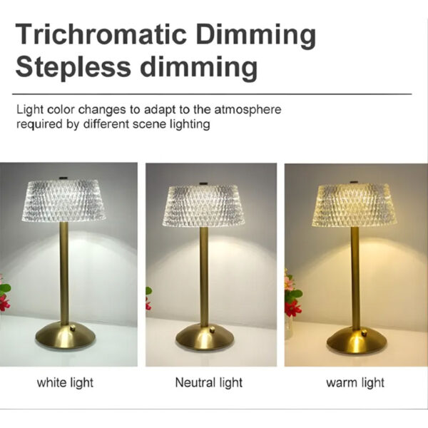 Lámpara de Mesa - Velador LED–Simil Cristal .USB–Táctil-Recargable Modelo Milan