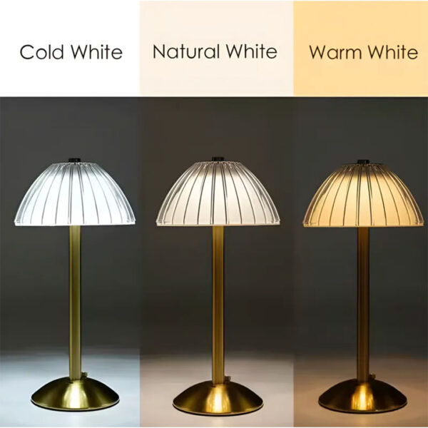Lámpara de Mesa - Velador LED–Simil Cristal. USB–Táctil-Recargable Modelo Paris