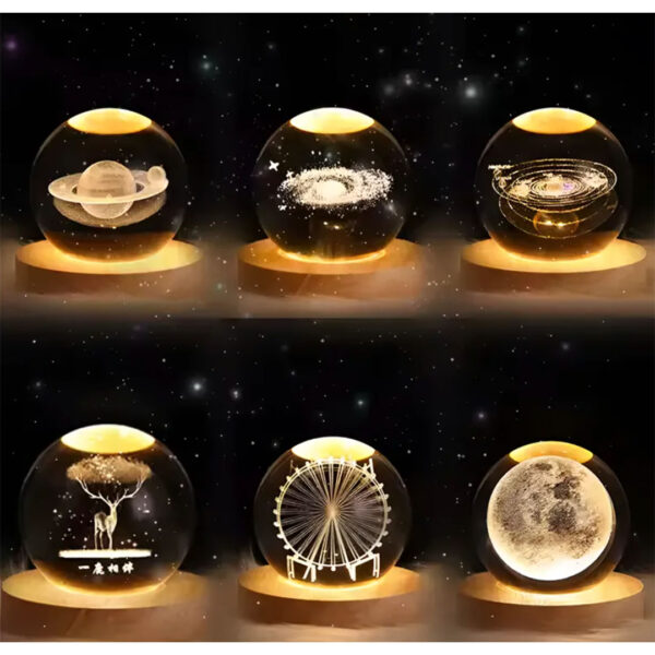 Esfera Magica Cristal 3d Led Luz De Noche USB