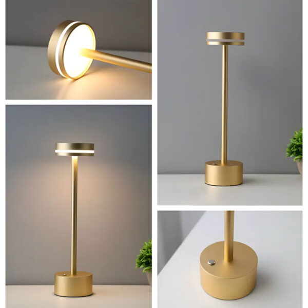 Lámpara de Mesa Escritorio LED–Regulable-Aluminio–USB–Táctil-Recargable Noruega Gold
