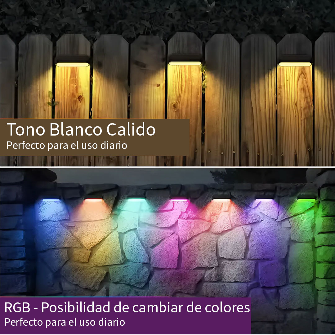 Pack x 4 Aplique Solar LED Cálida - RGB – Moderno