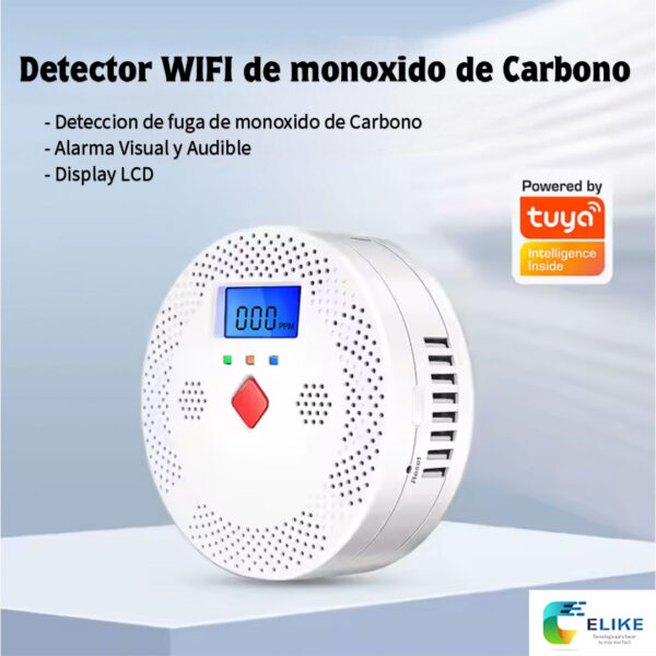 Detector Inteligente de Monóxido de Carbono WiFi con App Tuya