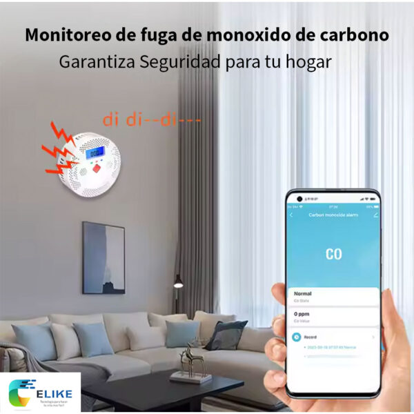 Detector Inteligente de Monóxido de Carbono WiFi con App Tuya