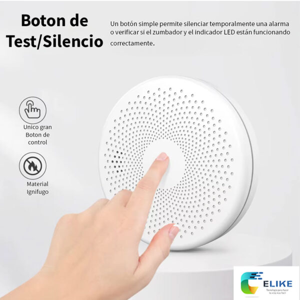 Detector inteligente de monóxido de carbono y humo WiFi Tuya