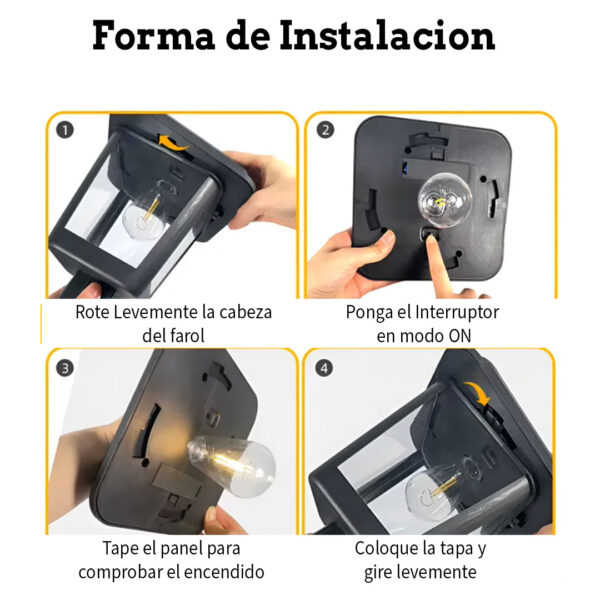 Farol Solar Led Calido - Poste / Baranda Cuadrado