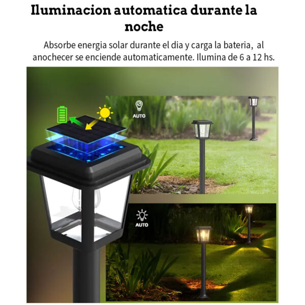 Farol Solar Led Calido - Poste / Baranda Cuadrado