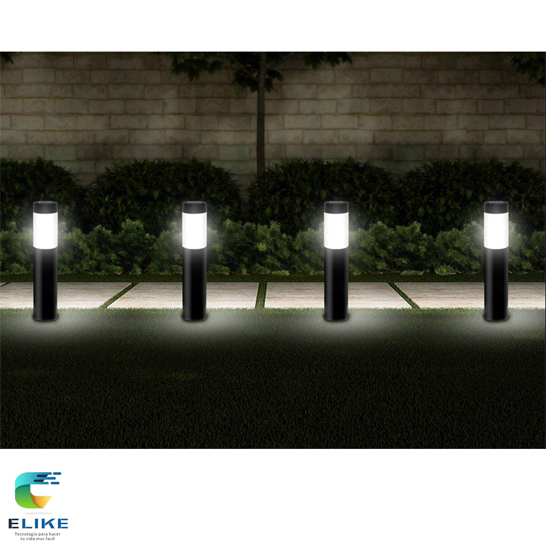 Estaca Solar LED Jardín – Acero Inox o Negra – Luz Blanca Cálida – 56,5 cm