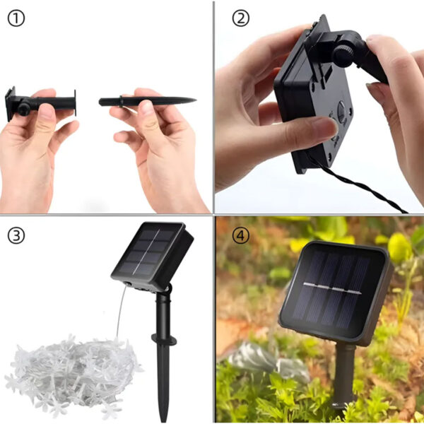 Guirnalda Solar LED 8.5 Mts – 50 Luces Bco Cálido- Exterior