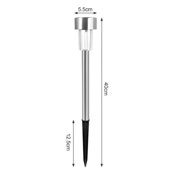 Estaca Solar Jardin Acero Inoxidable -  40cm - luz Calida - Pack x 12