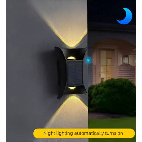 Aplique Solar LED Bidireccional Dual - Modos Cálida y Fria