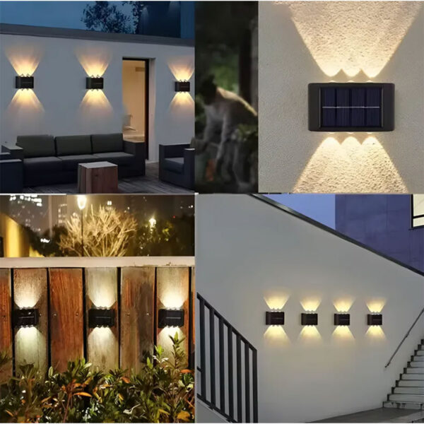 Aplique Solar LED Bidireccional– 6 LED – Cálida Exterior
