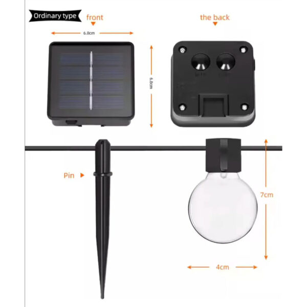 Guirnalda Solar LED 10mts – 10 Luces Bco Cálido- Clasica