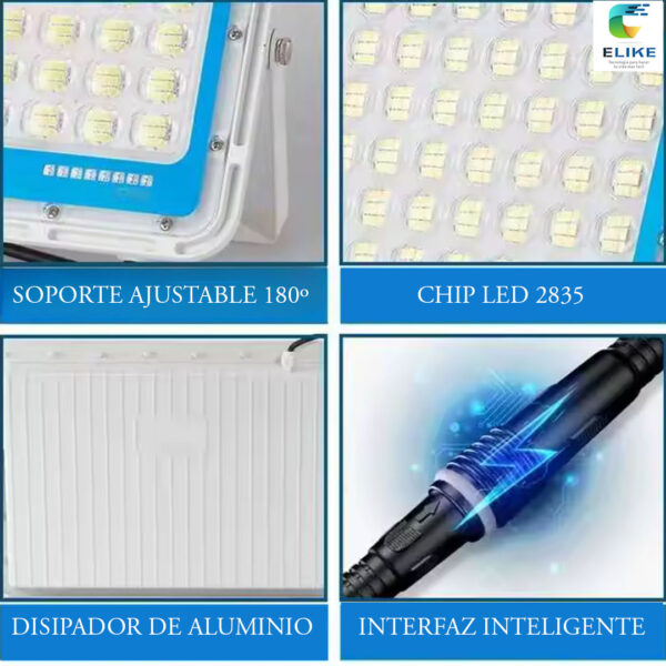 Reflector Solar Led 100w Con Control Remoto 15AH Aluminio - Elike35