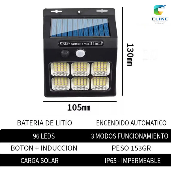 Potente Aplique Reflector Solar Led Con Sensor Mov. 40 Leds