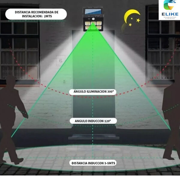 Potente Aplique Reflector Solar Led Con Sensor Mov. 40 Leds