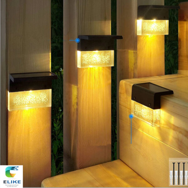 Luz solar LED exterior para jardín y escaleras.  Diseño Cristal - Pack x 2